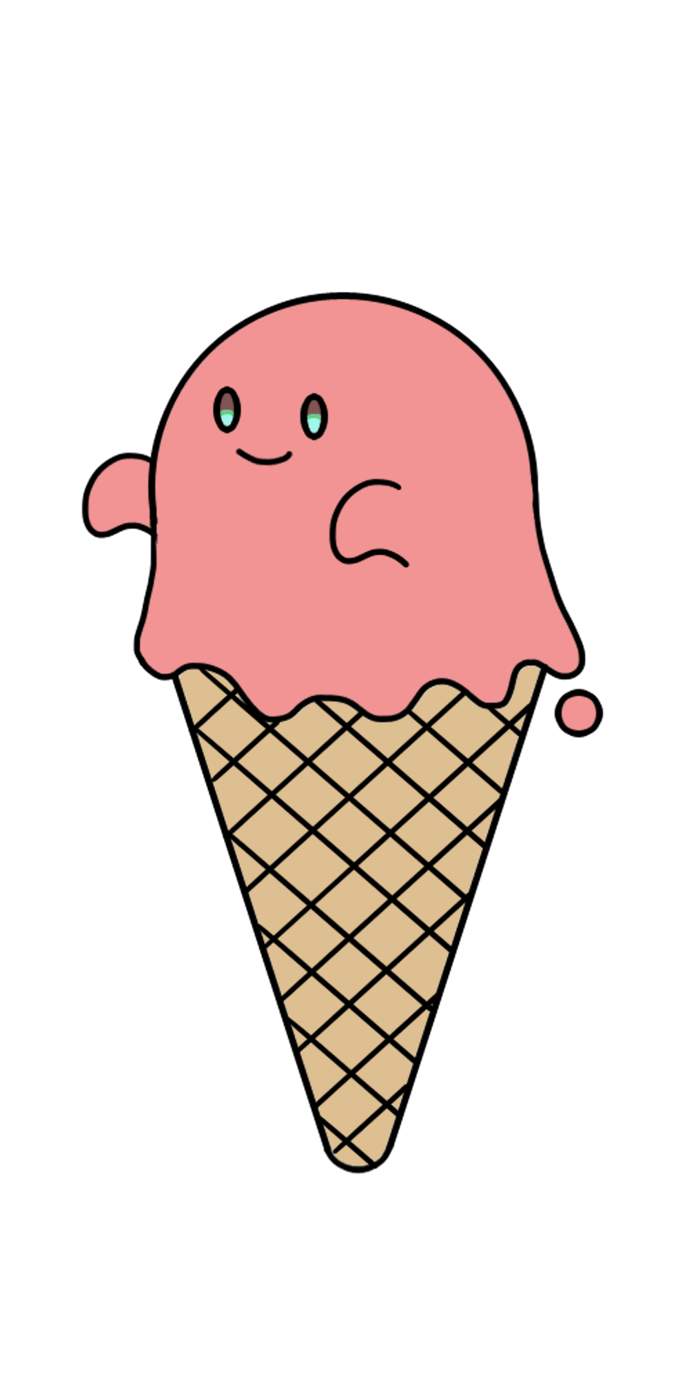 おばけのアイスクリーム苺味の無料イラスト
