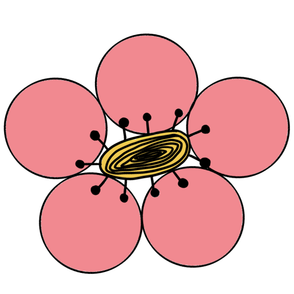ポップなピンクの花の無料イラスト