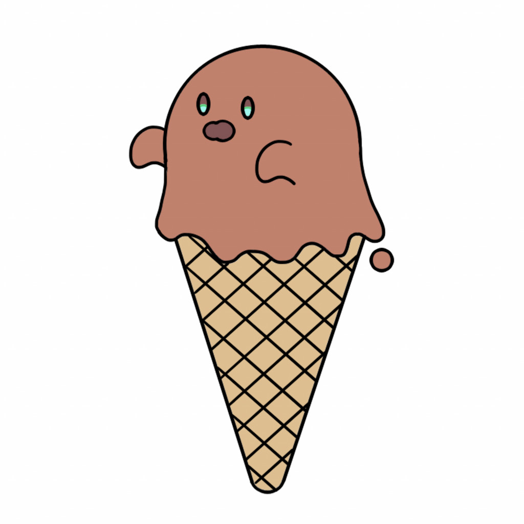 おばけのアイスクリームチョコレート味の無料イラスト