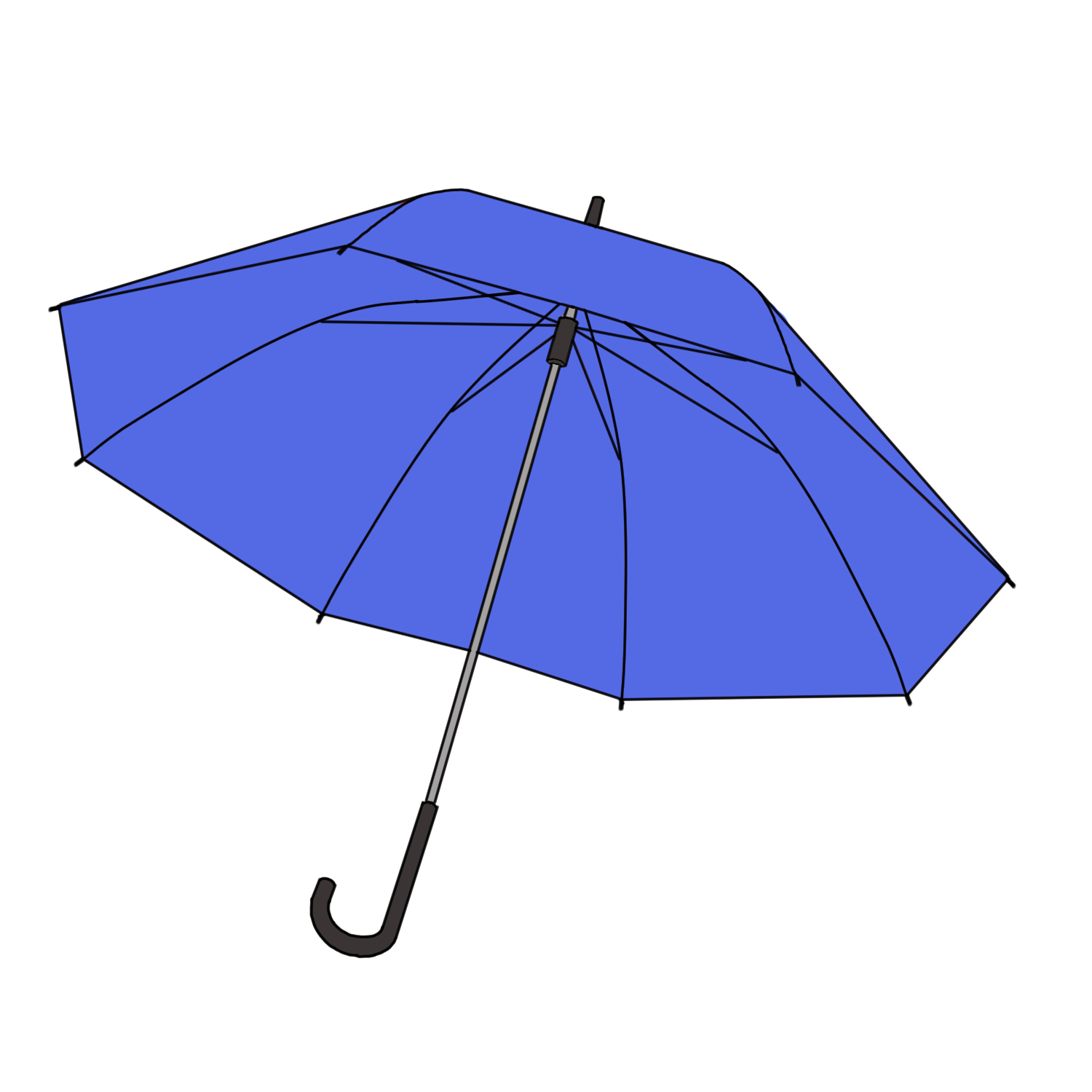 青い傘のフリーイラスト