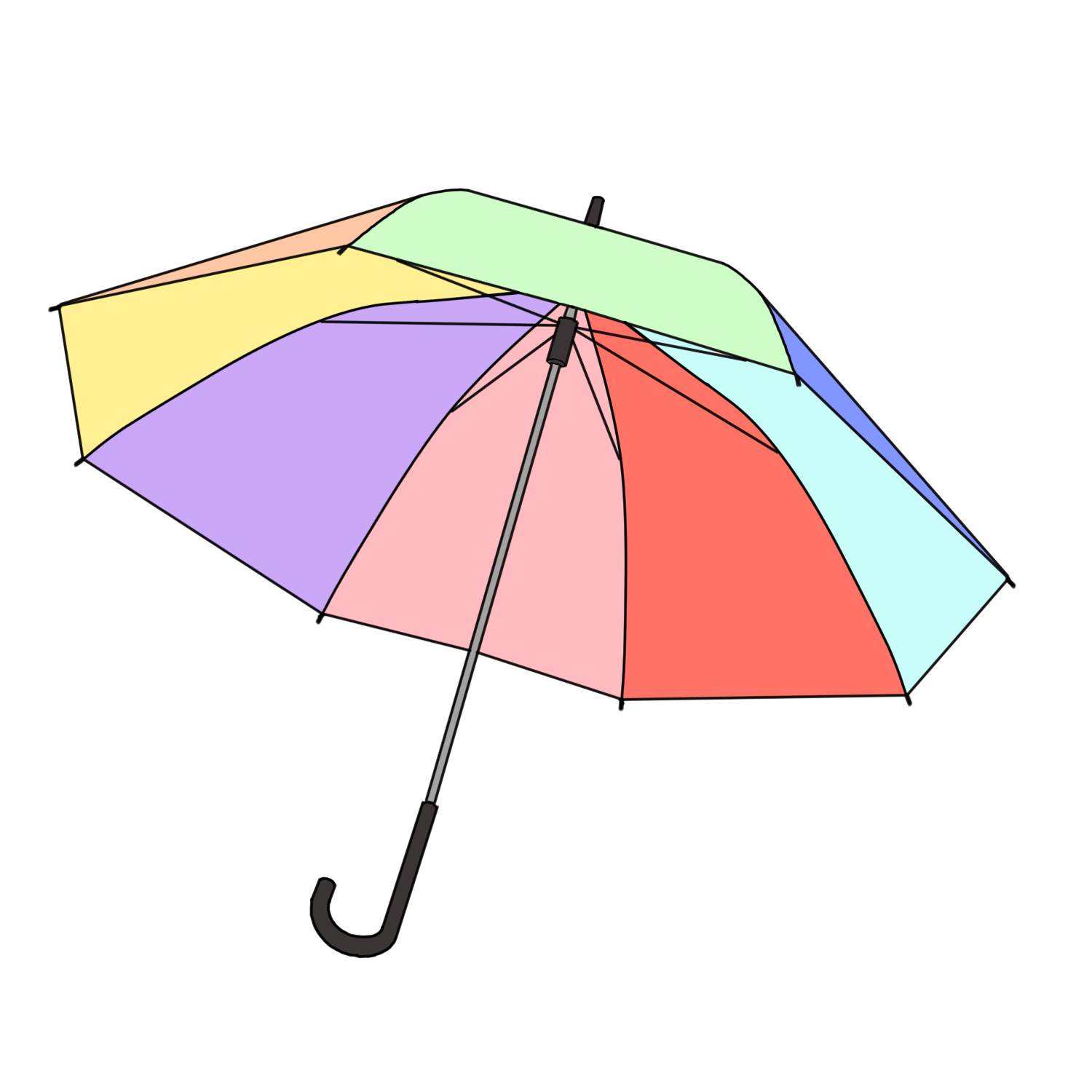 カラフルな傘のフリーイラスト
